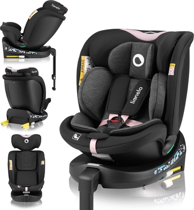Lionelo Navy i-Size Autostoel 40–150 cm – 360° Draaibaar – EasyTurn – ISOFIX & Stabilisatiepoot – Achterwaarts tot 105 cm – Verstelbare Rugleuning – Dri-Seat Ventilatie – R129 Goedgekeurd – Groep 0/1/2/3 – Comfort & Veiligheid
