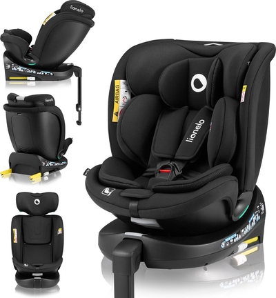 Lionelo Navy i-Size Autostoel 40–150 cm – 360° Draaibaar – EasyTurn – ISOFIX & Stabilisatiepoot – Achterwaarts tot 105 cm – Verstelbare Rugleuning – Dri-Seat Ventilatie – R129 Goedgekeurd – Groep 0/1/2/3 – Comfort & Veiligheid