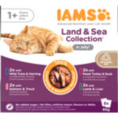 Iams Delights Adult Land & Sea Jelly Multipack 8 x 85 gr - natvoer katten
