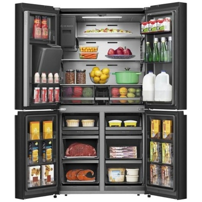 Hisense RQ760N4SBFE - Amerikaanse koelkast - No-Frost - 178 cm hoog - 540 liter - Energielabel E - Invriesvermogen 9 kg/24u - Geluidsniveau 37 dB - LED Display - SuperCool - FastFreeze - Deuralarm - Interverter Compressor - ConnectLife