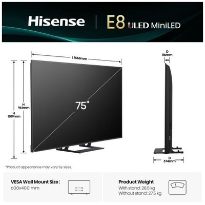 Hisense 75E8Q (2025) - 75 inch - MiniLED TV