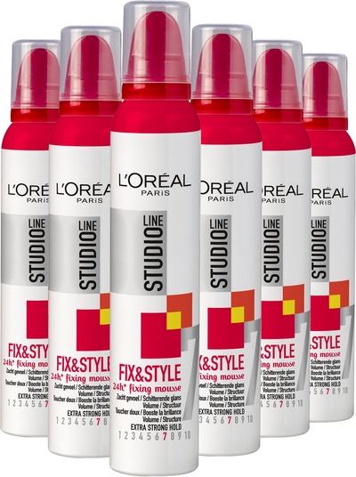 L'Oréal Paris Studio Line Fix&Style Haarmousse - Volume & Structuur - Voor een Zacht gevoel - 6x 200ML