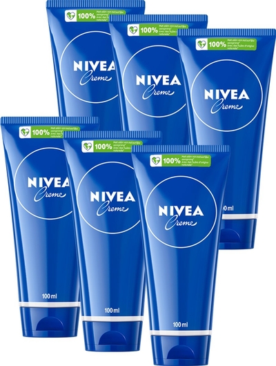 Nivea Creme tube - Voor Gezicht, Handen en Lichaam - 48H Hydratatie - Bodycrème  - 6 x 100 ml
