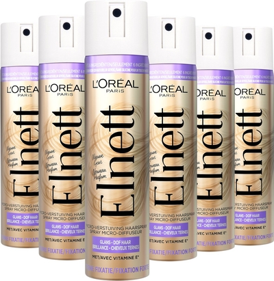 L'Oréal Paris Elnett Shine Sterke Fixatie Haarspray - Voor dof haar - Met Vitamine E - 6x 75ML