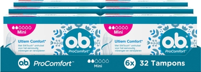o.b. ProComfort Mini - tampons - tampon lichte tot normale menstruatiedagen - 6 x 32 stuks