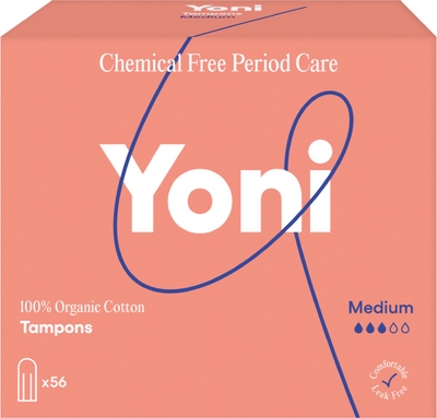 Yoni Tampons - Medium - 100% Biologisch Katoenen - 56 stuks