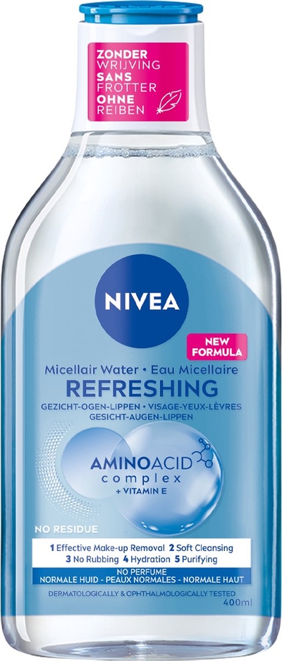NIVEA Essentials Verfrissend & Verzorgend Micellair Water - Normale huid - Aminozuren - Gezichtsreiniger met Vitamine E - 400 ml