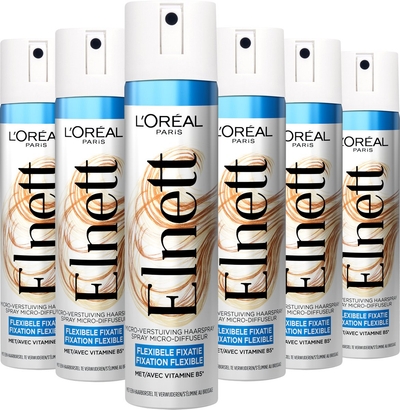 L'Oréal Paris Elnett Flexibel Haarspray Flexibele fixatie - Met Vitamine B5 - Anti-Pluis - 6x 75ML