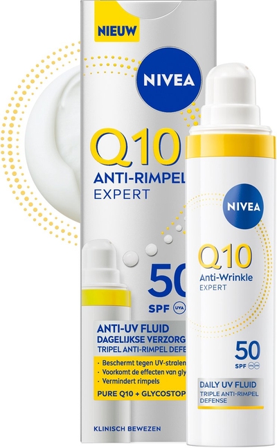 NIVEA Q10 Daily Fluid Dagcreme Gezicht - Anti-Rimpel Creme met SPF 50+ - Gezichtsverzorging - 40ml
