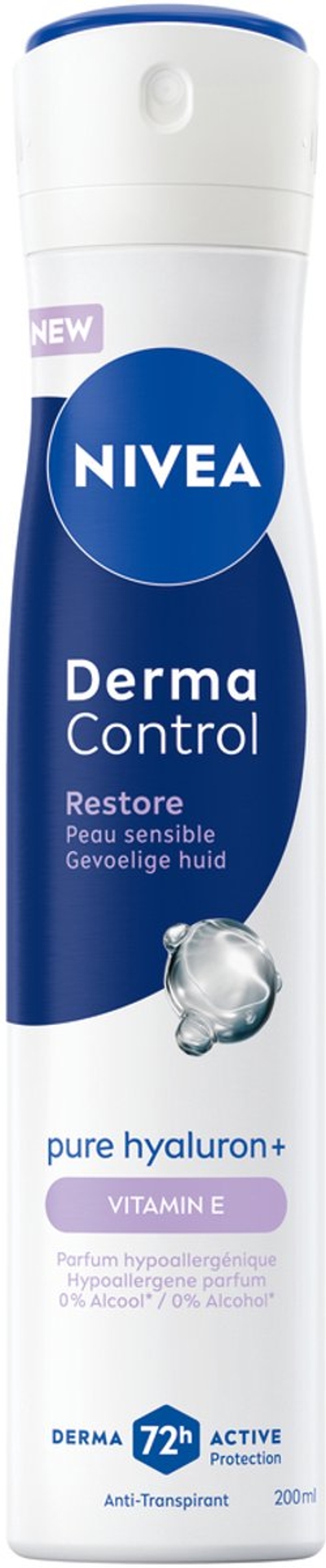 NIVEA Derma Control Restore deodorant spray - Tot 96 uur bescherming - Deodorant Met Derma Dry en melkzuur - Anti-transpirant  6x200ml