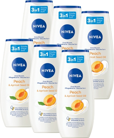 NIVEA Abrikozen- en Abrikozenpitolie verzorgende Douchegel  6 x 250 ml