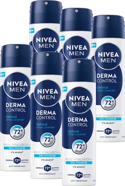 NIVEA MEN Derma Control Defend Spray 150ml - Deodorant Spray  6x 150 ml - 72 uur bescherming