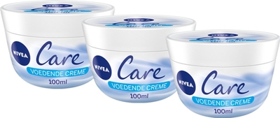 NIVEA Care Bodycrème - Crème Voor gezicht, handen en lichaam - 24 uur lang intensieve voeding : 3 x 200 ml