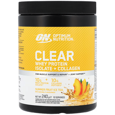 Optimum Nutrition Clear Whey Protein Isolate + Collagen Summer Fruit Ice Tea - 10 scoops