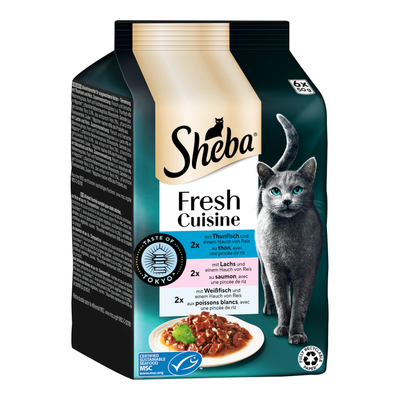 Sheba Fresh Cuisine Taste of Tokyo Kattenvoer 6 x 50 g - Tonijn. Zalm & Witvis in Saus - natvoer katten