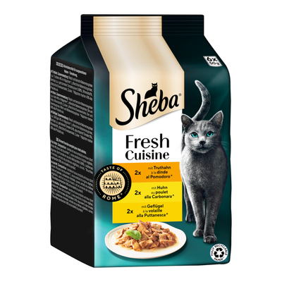 Sheba Fresh Cuisine Taste of Rome Kattenvoer 6 x 50 g - Kalkoen. Kip & Gevogelte in Saus - natvoer katten