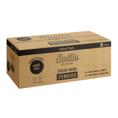 Smilla Sterilised Hapjes met Groenten  12 x 85 g - JUMBOPACK Mixpaket (48 x 85 g) - natvoer katten