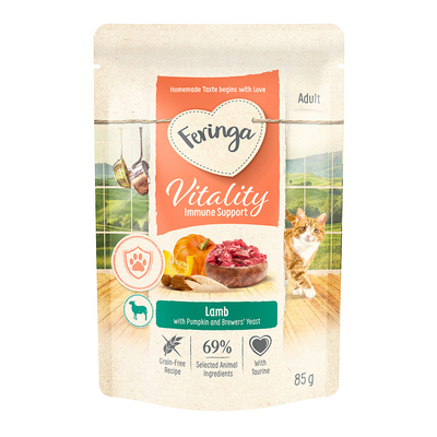 12 x 85g Feringa Vitality  Immune Lam Katten Natvoer - natvoer katten