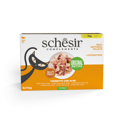 6x70g Schesir Supplementen in gelei tonijn met aloë natvoer voor katten - natvoer katten