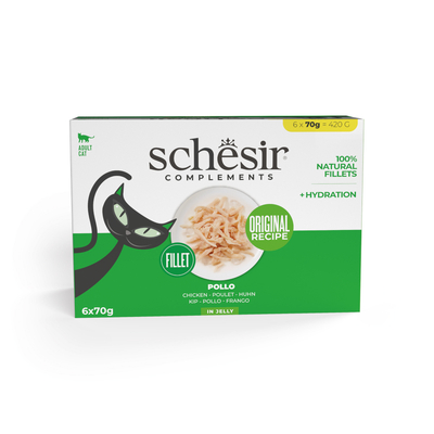 6x70g Schesir Supplementen in gelei kip natvoer voor katten - natvoer katten