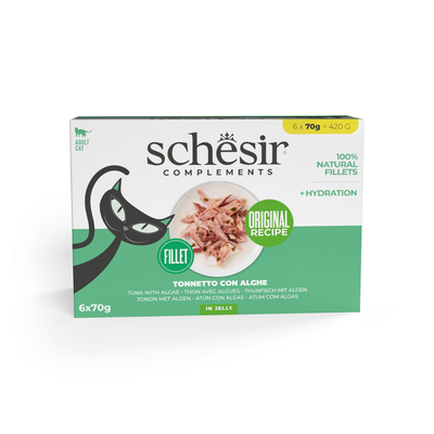 6x70g Schesir Supplementen in gelei tonijn met zeewier natvoer voor katten - natvoer katten