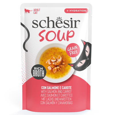 12x40g zalm en wortel Schesir kattensoep natvoer voor katten - natvoer katten