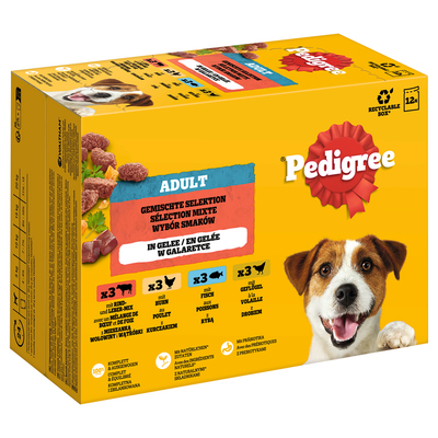 Pedigree Maaltijdzakjes Multipack - Gemengde selectie in gelei (4 soorten) 12 x 100 g - natvoer honden
