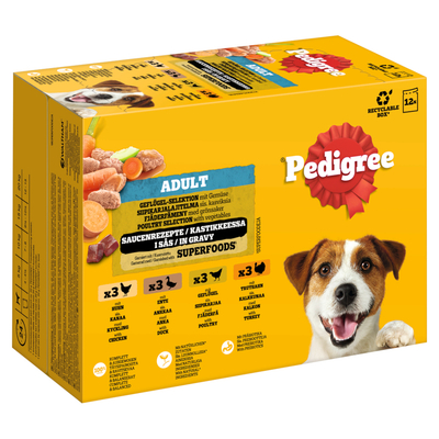 Pedigree Maaltijdzakjes Multipack - voordeelverpakking: Gevogelte selectie in saus (4 soorten) 48 x 100 g - natvoer honden