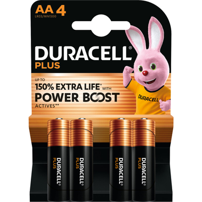 Duracell Plus AA-alkaline batterijen MN1500 Batterijen 4 stuks