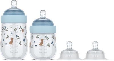 Mepal Mio starterset babyflessen 3-delig Little Dutch - 165 + 240 ml - Anti-koliek - Spiraalontwerp voorkomt verstopping - Soliconen van medische kwaliteit - Forest Friends
