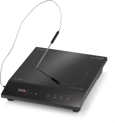 CASO Enkele vrijstaande inductieplaat TC2400 met Thermo Control, verstelbare temperatuur van 60-240 °C, 2400 Watt, Inclusief Thermo Control thermometer