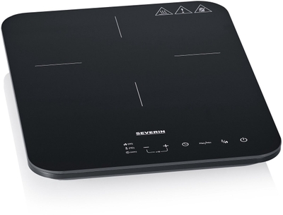 Severin KP 1032 Inductiekookplaat Slimline - 2.000 W - Panherkenning (Ø 22cm) - Touch-bedieningspaneel - Temperatuurinstelling 60-240 °C - Luxe mat glazen oppervlak voor minder vingerafdrukken - 1-pits - Timer - Kinderslot - Normale stekker
