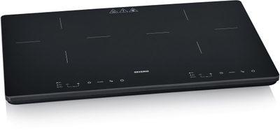 Severin KP 1033 Inductiekookplaat Slim line - 3.400 W - Panherkenning (Ø 22cm) - Touch-bedieningspaneel - Temperatuurinstelling 60-240 °C - Luxe mat glazen oppervlak voor minder vingerafdrukken - 2-pits - Timer - Kinderslot - Normale stekker