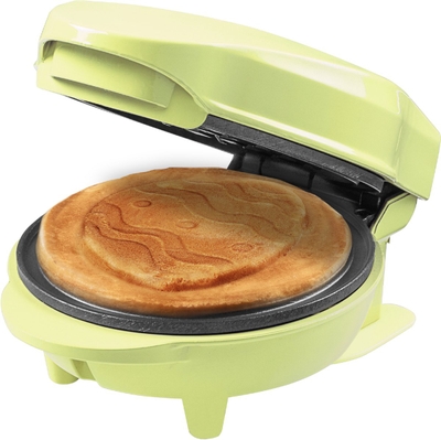 Bestron Mini-Wafelfer, Wafelijzer in uniek paasei-design, Wafelmaker met antiaanbaklaag, voor Pasen, kinderfeestjes of als cadeau, wafelgrootte 10 cm, kleur: Groen