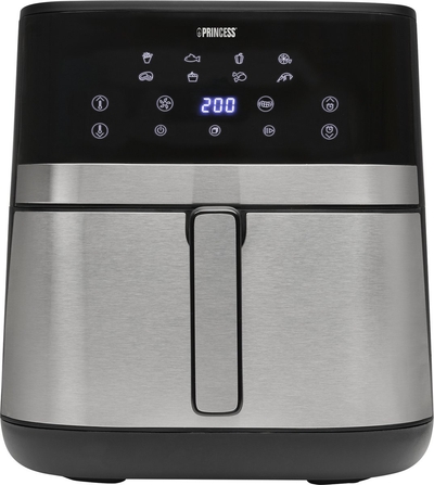 Princess 182474 DualHeat Airfryer - 7L - 2300 W - PFAS vrij - Dubbele verwarmingselementen - 12 voorgeprogammeerde programma's - Stijlvol matzwart ontwerp