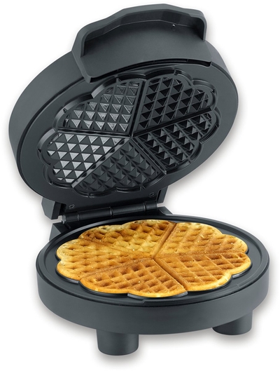 Severin WA 2116 Wafelijzer Black Line, ca. 1000 W, wafels in hartjesvorm, ruimtebesparend slank ontwerp, ideaal voor kleine woningen