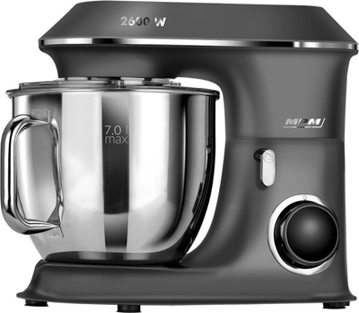 MPM Planetaire Keukenmachine met Accessoires - Keukenmixer met Twee Mengkommen van 7L - Keukenrobot - 2600W - Antraciet