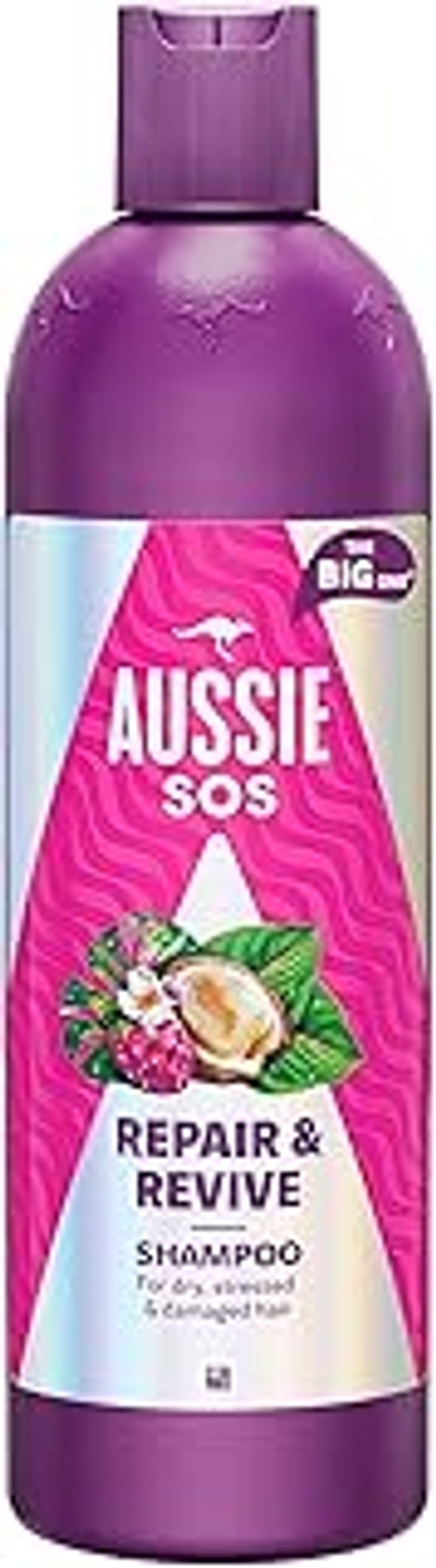 Aussie SOS Repair & Revive Shampoo 500 ml voor zacht, glad en gehydrateerd haar, helpt toekomstige schade te voorkomen, veganistisch, verrijkt met Australische superfoods