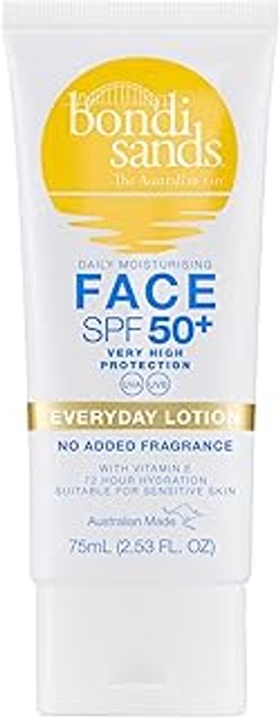 Bondi Sands SPF 50+ - Gezichtslotion - Face Lotion - Inhoud: 75 ml - 72 uur vocht - Met vitamine E - Ook geschikt voor gevoelige huid - SPF 50+