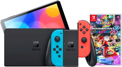 Nintendo Switch OLED Blauw Rood + Mario Kart 8 Deluxe