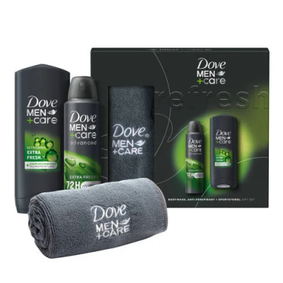 Dove Men+Care geschenkset Extra Fresh - douchegel + deodorant + sporthanddoek