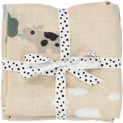 Done by Deer Hydrofiele Doeken Tiny Farm Sand Beige (set van 2)