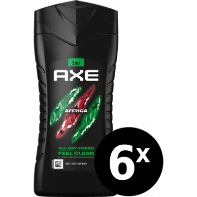 AXE 3-in-1 Douchegel Africa 250 ML x 6 stuks
