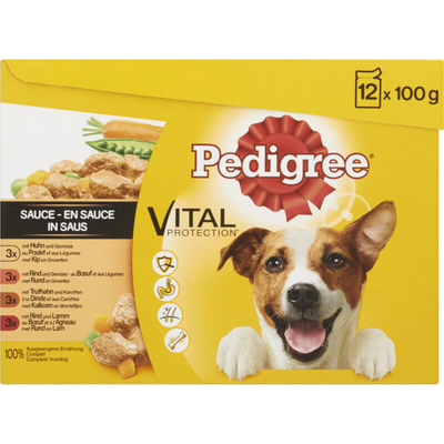 Pedigree Adult mix selectie met groenten in saus Nat hondenvoer 12 x 100 g - natvoer honden