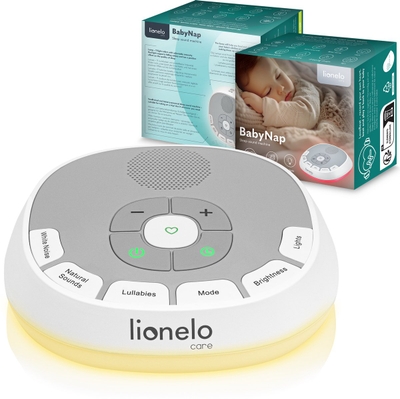 Lionelo BabyNap - Muziekdoosje en bedlampje - 20 voorgeïnstalleerde geluiden - 11 lichtkleuren - Timer 15, 30, 60 minuten - Compact formaat