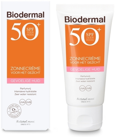 Biodermal Zonnebrand voor de Gevoelige huid - SPF 50 - Zonnebrand voor het gezicht  - 50ml