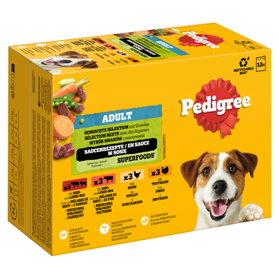 Pedigree Maaltijdzakjes Multipack - voordeelverpakking: Gemengde selectie in saus (4 soorten) 24 x 100 g - natvoer honden