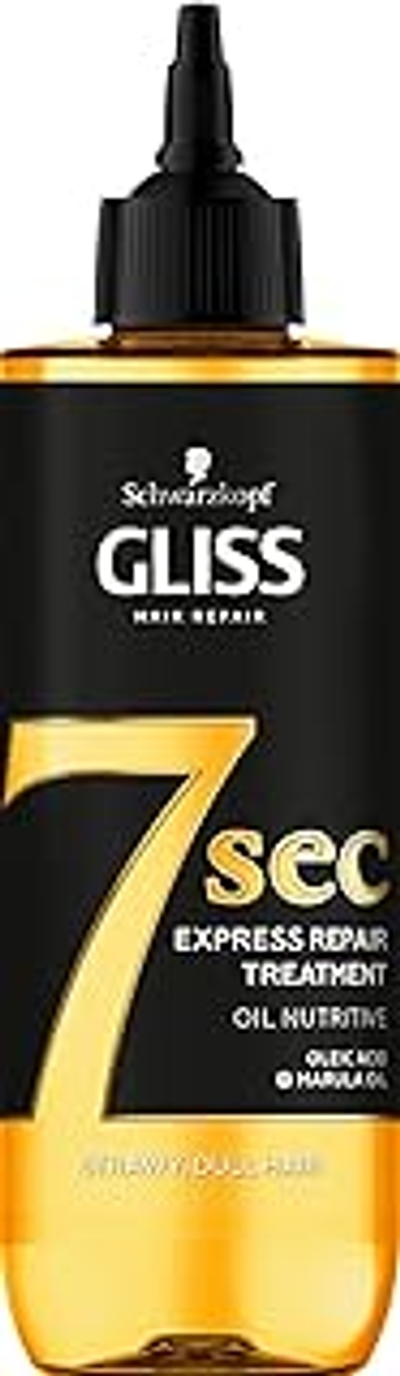 Schwarzkopf Gliss 7 Seconds Express haarherstelbehandeling, olie-voedend, instant-haarmasker voor dof en droog haar, 200 ml, verpakking van 1