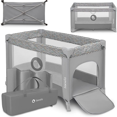 Lionelo Stefi 2-in-1 Campingbed & Box – Co-Sleeper – Zij-ingang met Ritssluiting – Tot 15 kg – 125x65 cm – LockGuard – Inclusief Transporttas – Voor 0-36 Maanden