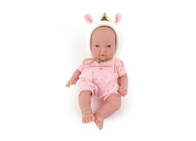 Arias Baby popje met unicorn muts 28cm - Groen